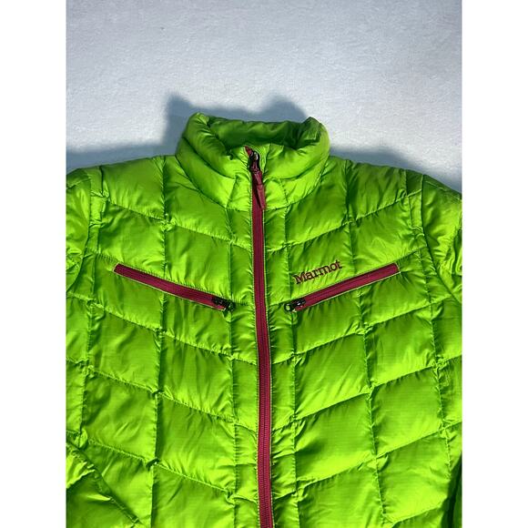 Marmot Puffer Jacket Womens Green Goose Down Fill Zip Coat Size Small * See Desc - Picture 1 of 8